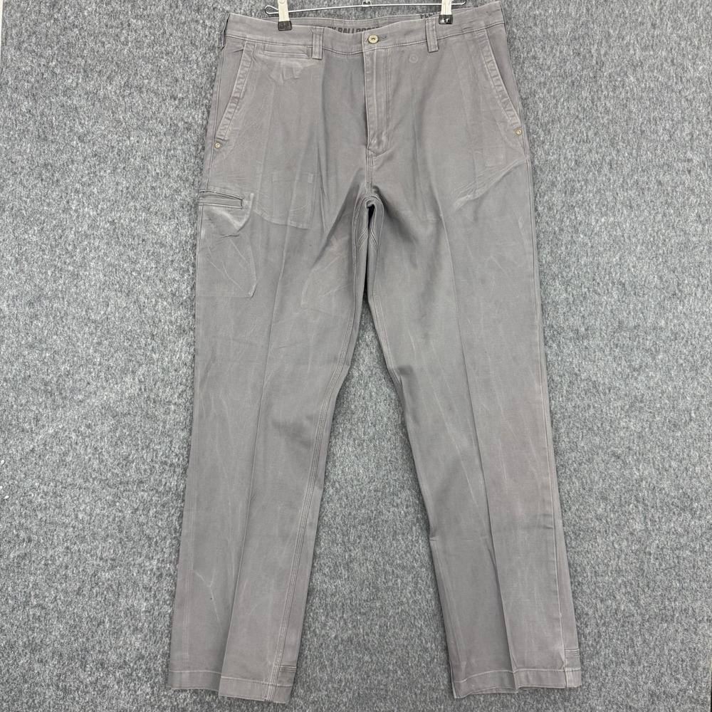 Duluth Trading Flex Ballroom Khakis Gray Work Pants Men's‎ 36x34 Stretch Relaxed